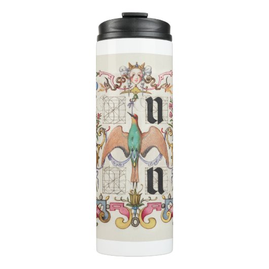 Brieven U en V Mira Calligraphiae Calligrafie Thermosbeker (Voorkant)