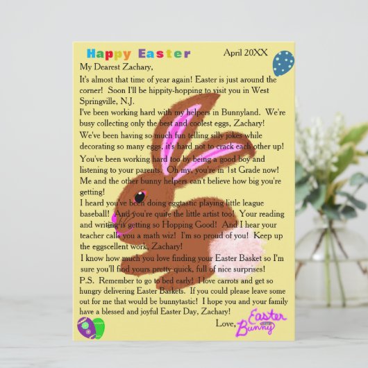 Brieven van de Pasen Bunny Personalization Feestdagenkaart (Staand voorkant)