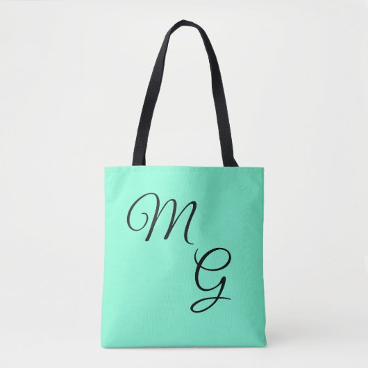 Brieven van genade: zwart op Mint Green Tote Bag (Voorkant)