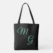 Brieven van Grace Mint Green over Black Tote Bag (Achterkant)