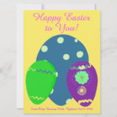 Brieven van paasbunny Yellow Pink Chick Egg Feestdagenkaart (Achterkant)