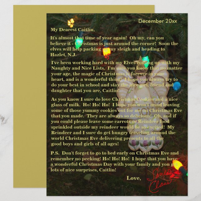 Brieven van Santa Angel Lights Ouder Kinderen (Voorkant / Achterkant)