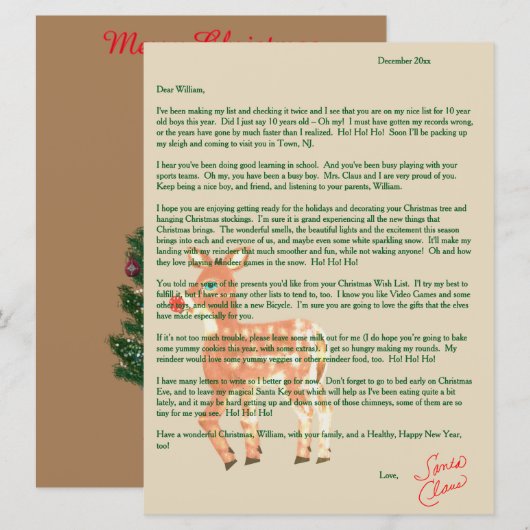 Brieven van Santa Blue Eyed Reindeer Feestdagenkaart (Voorkant / Achterkant)