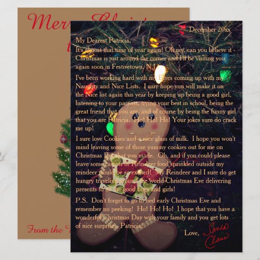 Brieven van Santa Gingerbrood Man Feestdagenkaart (Voorkant / Achterkant)