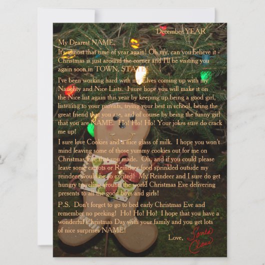 Brieven van Santa Gingerbrood Man Feestdagenkaart (Voorkant)