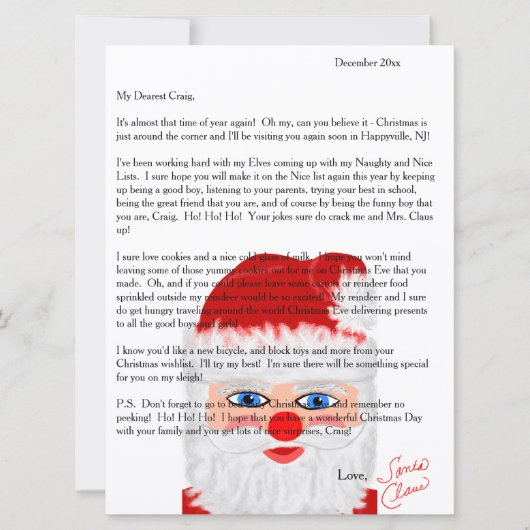 Brieven van Santa Personalized Feestdagenkaart (Voorkant)