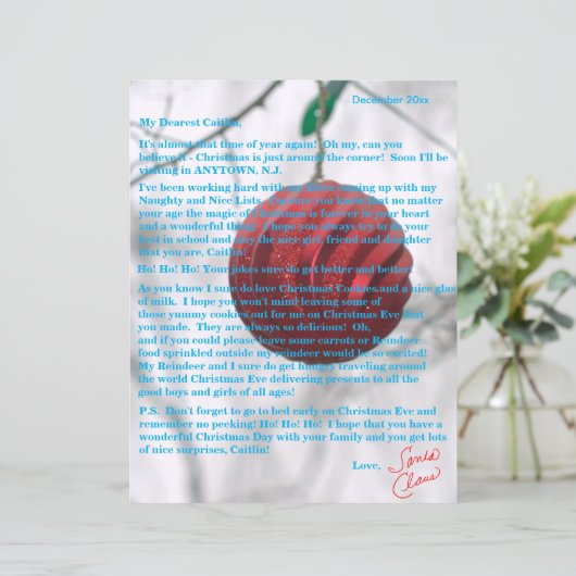 Brieven van Santa Tweens Red Ornament (Staand voorkant)