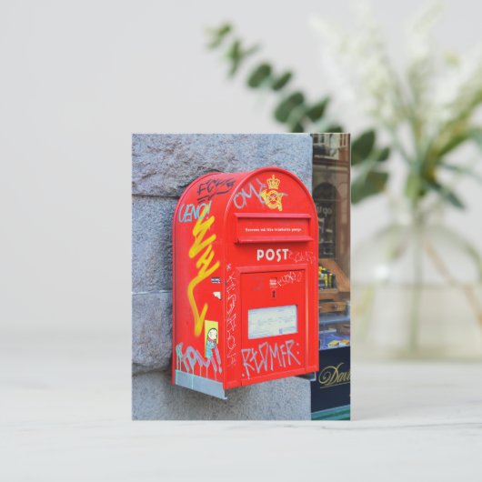 Brievenbus in Kopenhagen, Denemarken Briefkaart (Staand voorkant)
