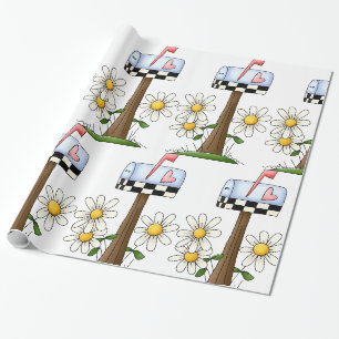 Brievenbus met Madeliefjes en Hart Vlag Landelijke Cadeaupapier