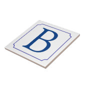 Brieventegel. Blauw op wit met lijst Tegeltje (Zijkant)