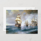 Brig Mercury aangeslagen door twee Turkse schepen Briefkaart (Voorkant / Achterkant)