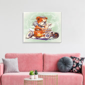 Brigade botten - Bulldog in Hot Rod - Cartoon - Canvas Afdruk (Insitu (Woonkamer))