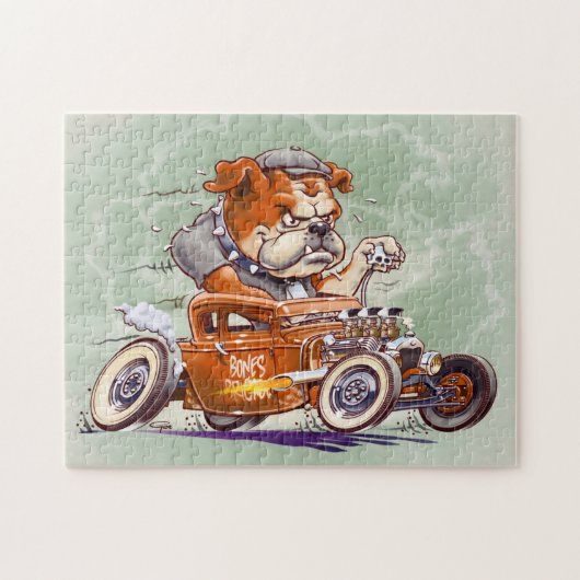 Brigade botten - Bulldog in Hot Rod - Cartoon Legpuzzel (Horizontaal)