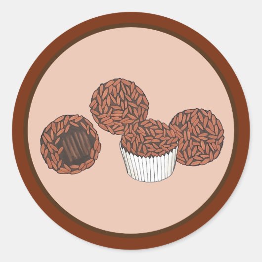 Brigadeiros Braziliaanse Chocolade Truffels Desser Ronde Sticker (Voorkant)