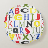 Brigadekleurige brieven van Megan Meagher Rond Kussen (Achterkant)