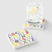 Brigadekleurige brieven van Megan Meagher Stenen Onderzetter (Zijkant)