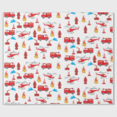 Brigadepatroon van de Rood Transport Fire Truck En Cadeaupapier (Vlak)