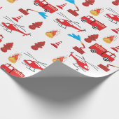 Brigadepatroon van de Rood Transport Fire Truck En Cadeaupapier (Hoek)