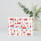 Brigadepatroon van de Rood Transport Fire Truck En Feestdagenkaart (Staand voorkant)