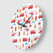 Brigadepatroon van de Rood Transport Fire Truck En Grote Klok (Hoek)