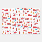 Brigadepatroon van de Rood Transport Fire Truck En Inpakpapier Vel (Voorkant 3)