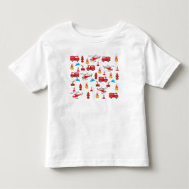 Brigadepatroon van de Rood Transport Fire Truck En Kinder Shirts