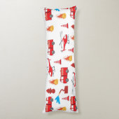 Brigadepatroon van de Rood Transport Fire Truck En Lichaamskussen (Achterkant (Verticaal))