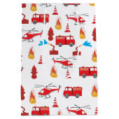 Brigadepatroon van de Rood Transport Fire Truck En Medium Cadeauzakje (Achterkant)