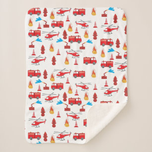 Brigadepatroon van de Rood Transport Fire Truck En Sherpa Deken