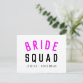 Brigadestraat| Hot Pink Bachelorette Bridesmaid Briefkaart (Staand voorkant)