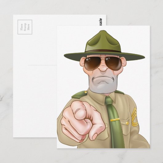 Brigadier Angry Drill Pointing Briefkaart (Voorkant / Achterkant)