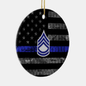 Brigadier eerste klasse Thin Blue Line Distress Fl Keramisch Ornament (Rechts)