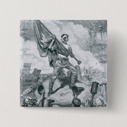 Brigadier Jasper bij de slag om Fort Moultrie Vierkante Button 5,1 Cm (Voorkant)