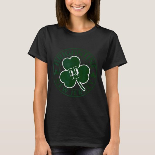 Brigantine New Jersey Irish Shamrock Nj Retro Souv T-shirt (Voorkant)