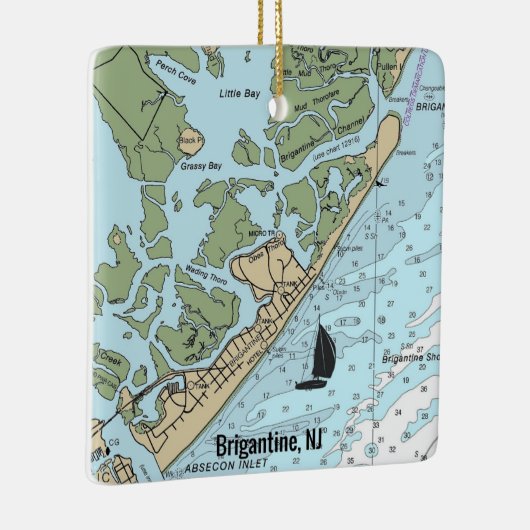 Brigantine NJ Nautical Chart Keramisch Ornament (Rechts)