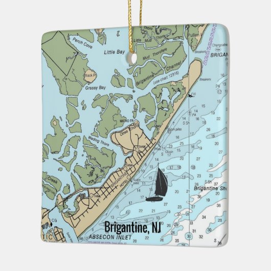 Brigantine NJ Nautical Chart Keramisch Ornament (Links)