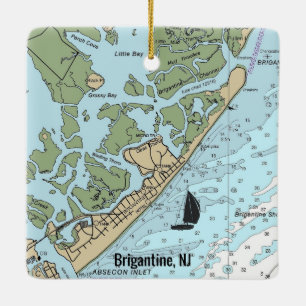 Brigantine NJ Nautical Chart Keramisch Ornament