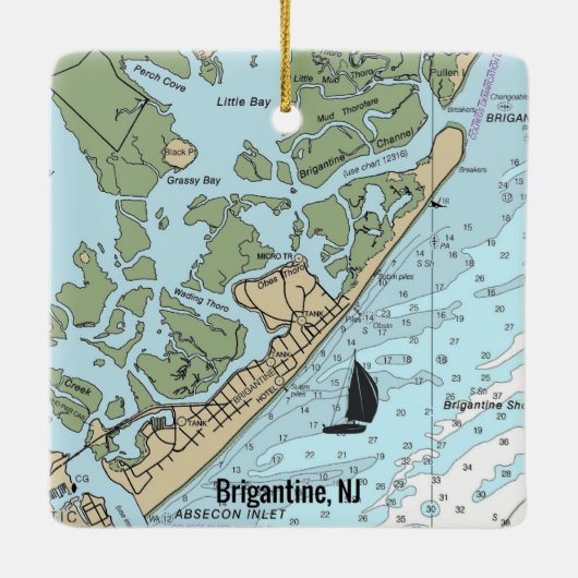 Brigantine NJ Nautical Chart Keramisch Ornament (Achterkant)