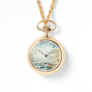 Brigantine Sailboat & Seagulls Horloge