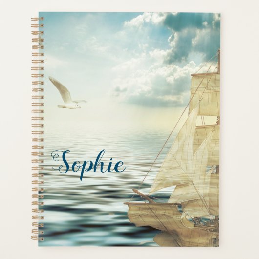 Brigantine Sailboat & Seagulls Planner (Voorkant)