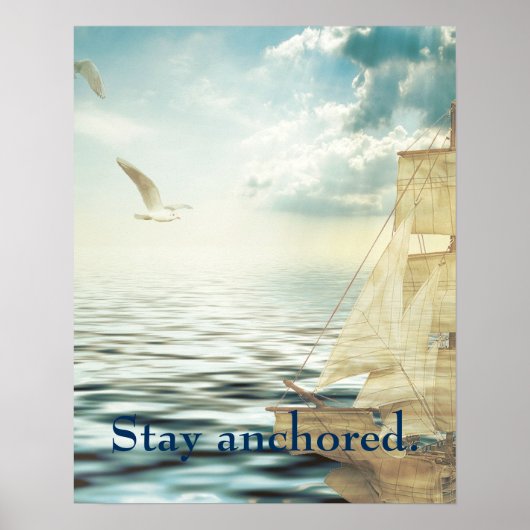 Brigantine Sailboat & Seagulls Poster (Voorkant)