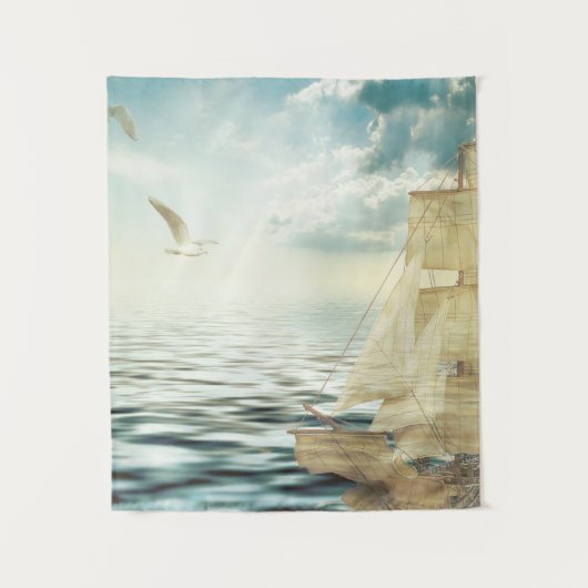Brigantine Sailboat & Seagulls Wandkleed (Voorkant)