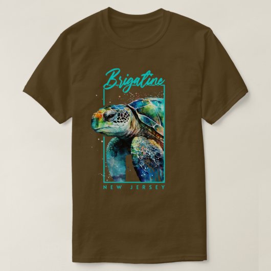 Brigatine New Jersey Waterverf Zee Turtle Portrai T-shirt (Design voorkant)