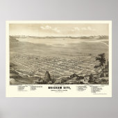 Brigham City, UT Panoramic Map - 1875 Poster (Voorkant)