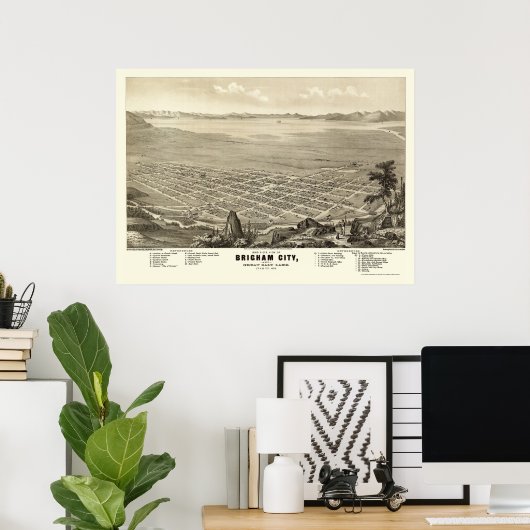 Brigham City, UT Panoramic Map - 1875 Poster (Thuiskantoor)