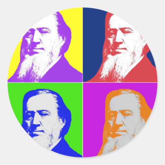 Brigham Young Pop Art Ronde Sticker (Voorkant)