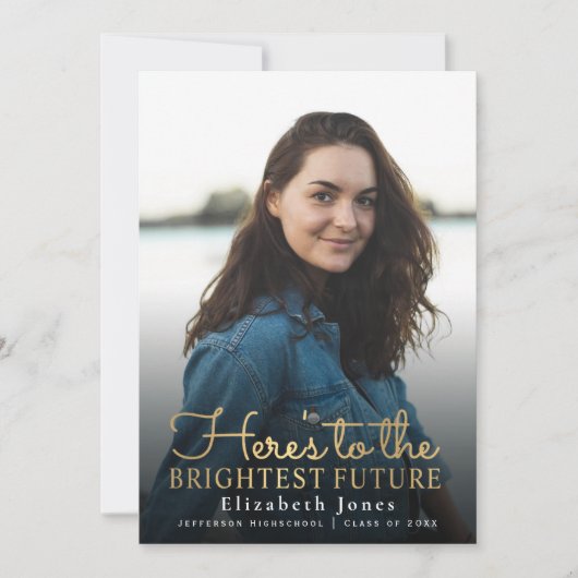 Brighest Future Gold Script Afstuderen Foto Aankondiging (Voorkant)