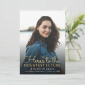 Brighest Future Gold Script Afstuderen Foto Aankondiging (Staand voorkant)