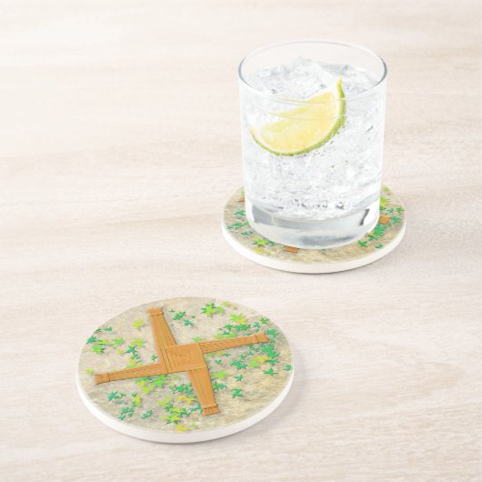 Brighid Cross-Onderzetter Zandsteen Onderzetter (Zijkant)