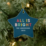 Bright 1 foto marineblauw moderne kerstfamilie keramisch ornament<br><div class="desc">Heldere kleurrijke marineblauw plezier modern 1 foto Kerstfamilie alles is helder ornament</div>